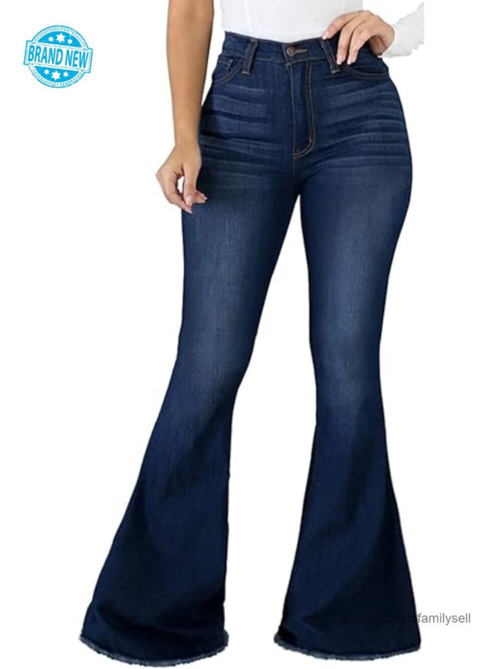 High Waist Ripped Flare Bell Bottom Jeans for Women
